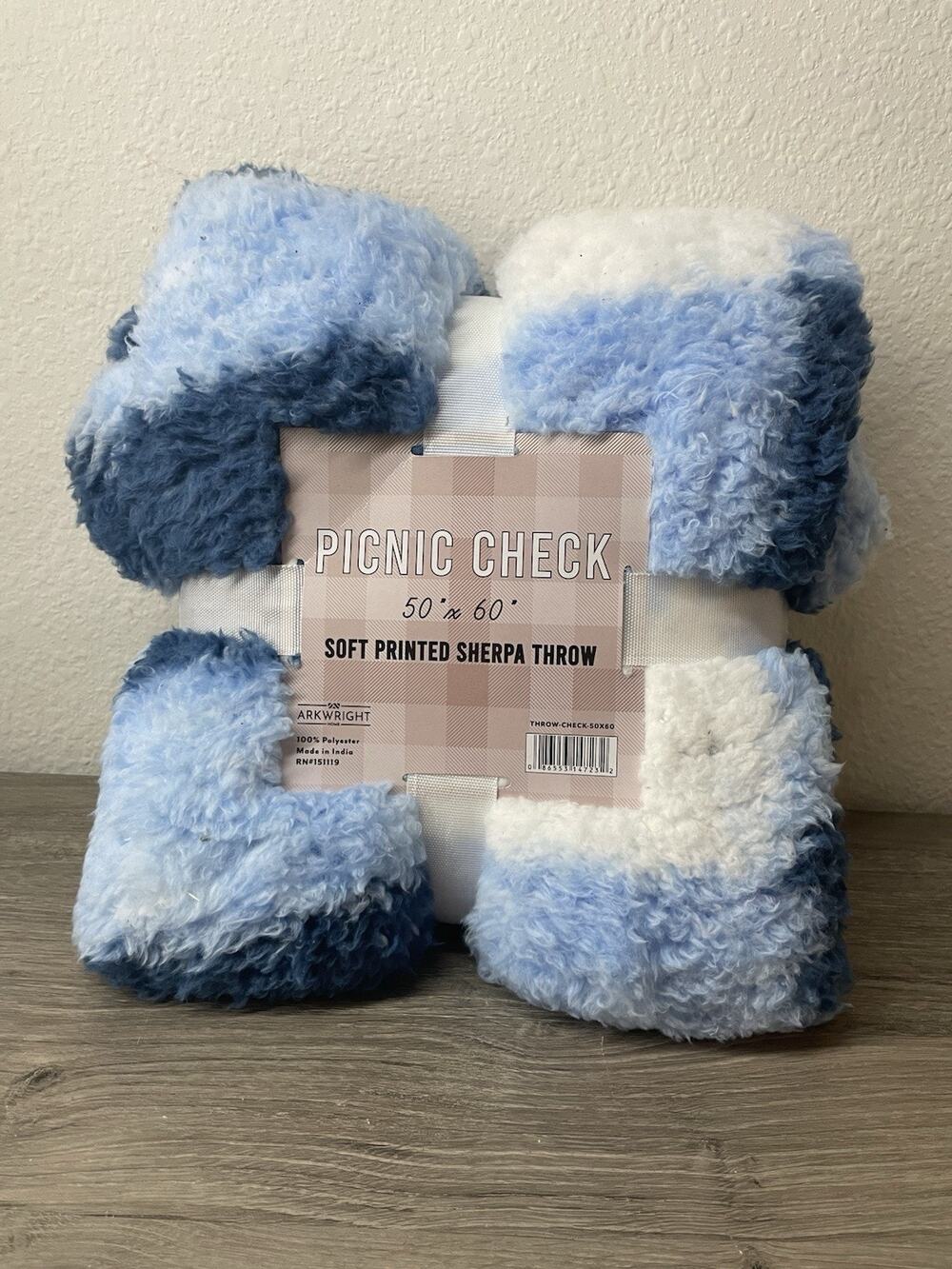 Checkered Picnic Throw Blankets, 50x60, Sherpa Fleece